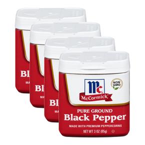 [해외직구] McCormick 맥코믹 퓨어 그라운드 블랙 페퍼 후추 85g 4팩 Pure Ground Black Pepper 3 oz