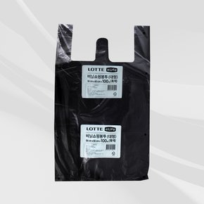 이라이프 비닐 쇼핑 봉투 (대) 100매 흑색 / 손잡이 마트 봉투