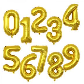 풍선 생일 파티 풍선장식 신년 기념일 홈 꾸미기 숫자 이니셜 은박 호일 골드 대형 M09927 X ( 4매입 )