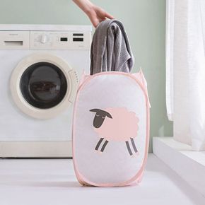 핑크- 멀티 수납 바구니 세탁물 보관 매쉬 정리 보관