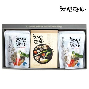 [천연담아]선물세트 멸치다시팩4개+자연조미료2개세트/쇼핑백