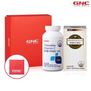 [GNC] 츄어블 비타민C100 (125정) + 프로폴리스 (60캡슐) 선물세트