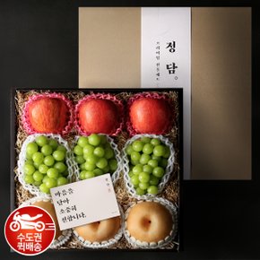 [수도권 퀵배송][SSG 정담] Premium 샤인 혼합 선물세트 (사과3개, 배3개, 샤인3송이)