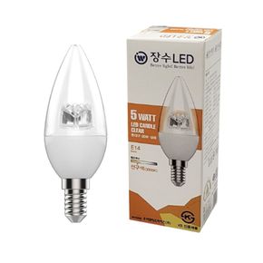 장수램프 투명 LED 촛대구 E14전구색 꼬마 캔들전구