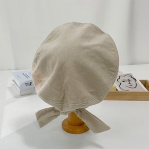 [옷자락] 여자 스냅촬영 리본 빵모자 코듀로이베레모 모자