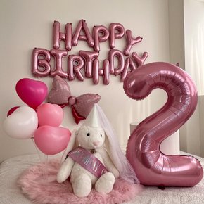 하피블리 두돌 생일상 핑크공주 숫자 풍선 생일 파티 용품 세트