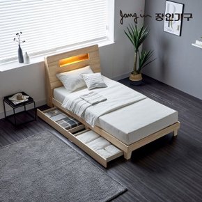 프레쉬 편백나무 원목 LED 평상서랍형 침대 SS 본넬매트