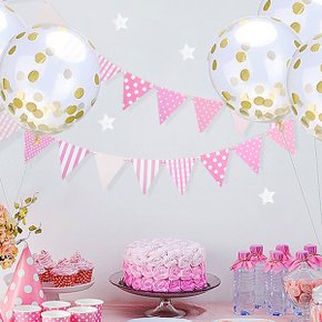 파티가랜드 캠핑가랜드 생일 용품 핑크
