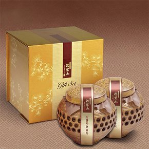[참자연] 특허받은 산꿀자연송이 꿀담은 선물세트 (도자기) 400g 2병