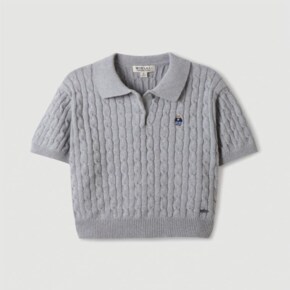 Steve Collar Cable Short Sleeve Sweater / 카라 케이블 반팔 니트 / WHKAE2411F