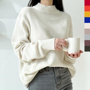 [옷자락] 여자 램스울 따뜻한 스웨터 반목 폴라 루즈핏 니트