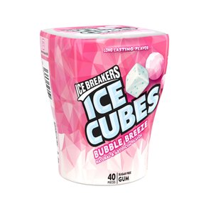 [해외직구] 아이스  브레이커  ICE  BREAKERS  ICE  CUBES  BUBBLE  BREEZE  자일리톨로  만든  무설탕  츄잉껌  3.24온스  병  40개