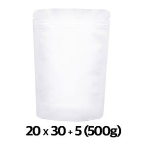 이지포장 무광 화이트 스탠드 지퍼백 원두 커피 봉투 500g 50매 기본형