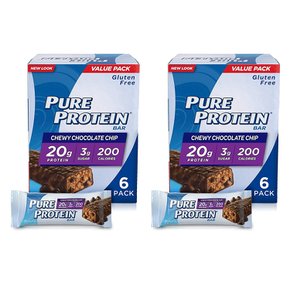[해외직구]퓨어 프로틴바 초콜릿칩 50g 6개입 2팩 Pure Protein Bar Chewy Chocolate Chip 1.7oz