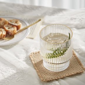 내츄럴 라탄 티코스터 + 로맨틱 골드라인 유리컵