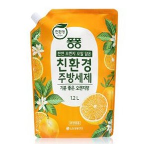 퐁퐁 친환경 주방세제 오렌지 리필 1.2L