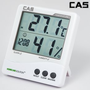 카스(CAS) 디지털 온습도계 TE-201 [시계기능 및 알람기능, 외부온도측정센서 포함]