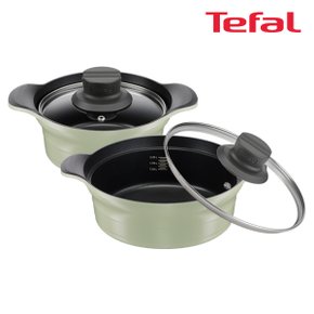 [Tefal] 테팔 인덕션 티타늄 아로마 통주물 2종세트 (뚝배기 18cm+전골냄비 24cm)