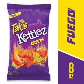 [해외직구] Takis  Kettlez  Fuego  감자  칩  핫  칠리  페퍼와  라임  인공  향  칩  227g  백