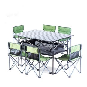 [홈트리]캠핑용 접이식 6인 테이블 의자세트(그린)