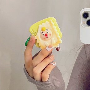 귀여운 비스킷 치즈 캐릭터 입체 물결 프레임 디자인 실리콘 에어팟 1세대 2세대 3세대 에어팟프로 케이스