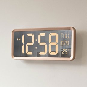 OWC시계 클린 LED 미러 골드 벽탁상겸용 디지털시계 날짜 온도표시 자동밝기조절 골드