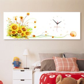 iw897-아름다운꽃과함께옐로우대형노프레임벽시계