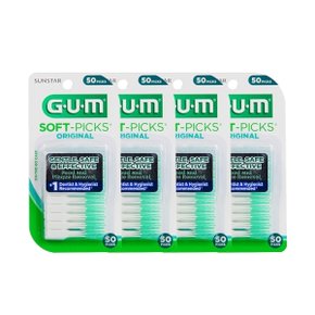 GUM 검 치과 부드러운 일회용 치간칫솔 오리지날 소프트픽(50p) 4개