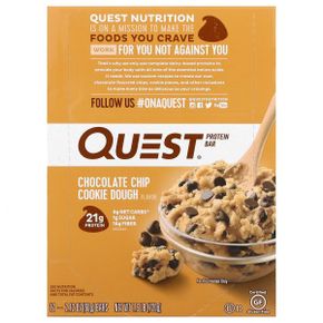 Quest Nutrition 프로틴바 초콜릿 칩 쿠키 도우 바 12개 각 60g(2.12oz)