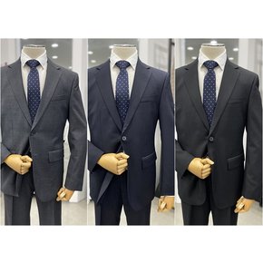 남자 양복 베이직핏 모혼방 3계절 춘하 기본 블랙, 네이비, 차콜 정장 세트 - 큰사이즈 양복 115