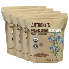 Anthonys 안토니스 오가닉 브라운 플랙씨드 아마씨 2lb(907g) 4팩 Organic Brown Flaxseed