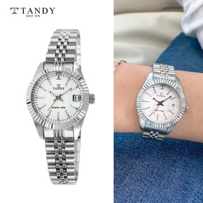 [TANDY] 탠디 럭셔리 메탈 손목시계(오스트리아 스톤 식입) T-3921 여자 빈티지화이트