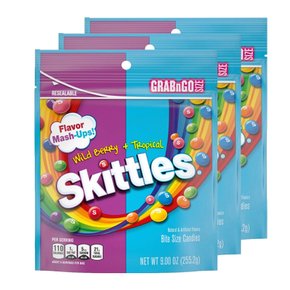 스키틀즈 와일드 베리 & 트로피컬맛 카라멜 Skittles Chewy Candy 255.2g 3개