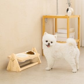 원목 강아지 밥그릇 고양이 물그릇 식탁 식기 세트 각도 높이조절