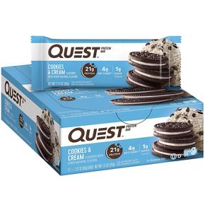 [해외직구] Quest Nutrition 퀘스트 프로틴바 쿠키앤크림 21g 12입 Protein Bar Cookies & Cream 12 Bars 2.12 oz (60 g) Each