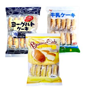 시아와세도 케익 180g 3종 [바나나맛,  요거트맛,밀크맛] / 일본 수입 카스테라