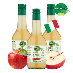 COOP 비비베르데 이탈리아 유기농 애플사이다비니거언필터 천연발효 사과식초 500ml 3병 Non GMO