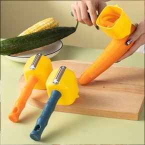만능 채칼 필러 편리한 껍질 보관 저장 야채 깎이 껍질 보관통 다용도 야채채칼 오렌지 N388