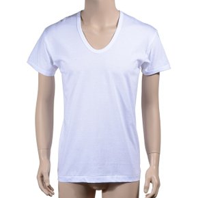 [트라이][남U넥 T셔츠]깨끗한 면 100 백색 U넥 반팔 T셔츠-95,100,105