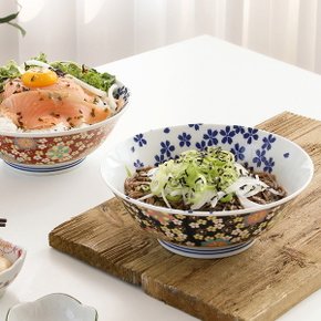 DS-F89일본 꽃잎 도자기 면기 2color 우동 라면 그릇