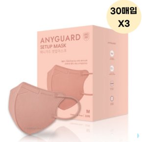 애니가드 새부리형 패션용 마스크 중형 로즈 30매X3