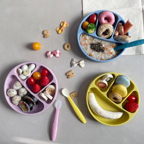 큐티 실리콘 흡착식판 +뚜껑,유아식판,아기식판