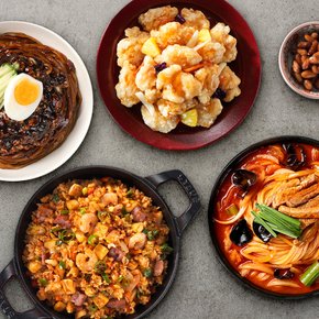한국인의 소울중식 SET (짜장면+고기짬뽕+치킨꿔바로우+사천식삼선볶음밥)