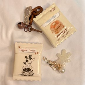 귀여운 과자봉지 모양 곰돌이 체인 진주 키링 실리콘 에어팟 1세대 2세대 3세대 프로 케이스