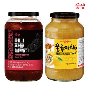 꽃샘 허니자몽블랙티 800g +꿀유자차S 1kg