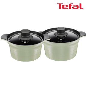 [Tefal] 테팔 인덕션 티타늄 아로마 통주물 2종세트 (양수냄비 20cm+24cm)