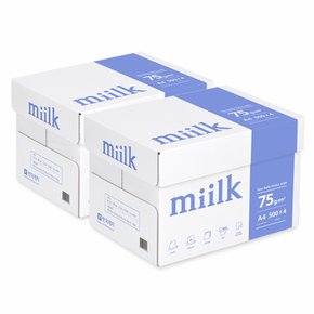 밀크 A4용지 75g 2박스(4000매) Miilk