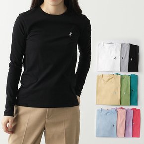 에이치투 국내생산 여자 남자 면 스판 베이직 자수 라운드 긴팔티셔츠