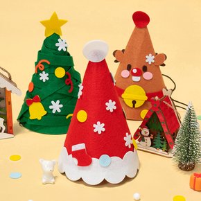 크리스마스 파티햇 펠트 꼬깔모자 만들기 산타 루돌프 고깔 모자 크리스마스 파티 소품