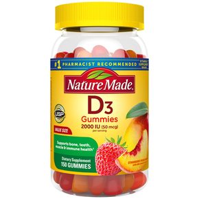 [해외직구] 6개X  네이처메이드  비타민  D3  성인용  구미젤리  딸기  복숭아  망고  구미젤리  150개